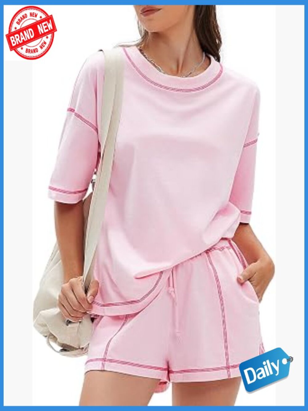 Cotton 2 Piece Short Sleeve Tee & Shorts Lounge Set Loungewear